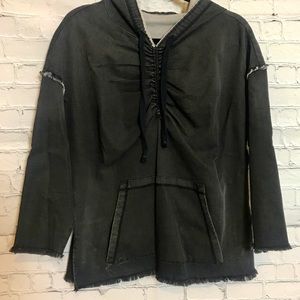 Unique hoodie dusty gray with frayed edges